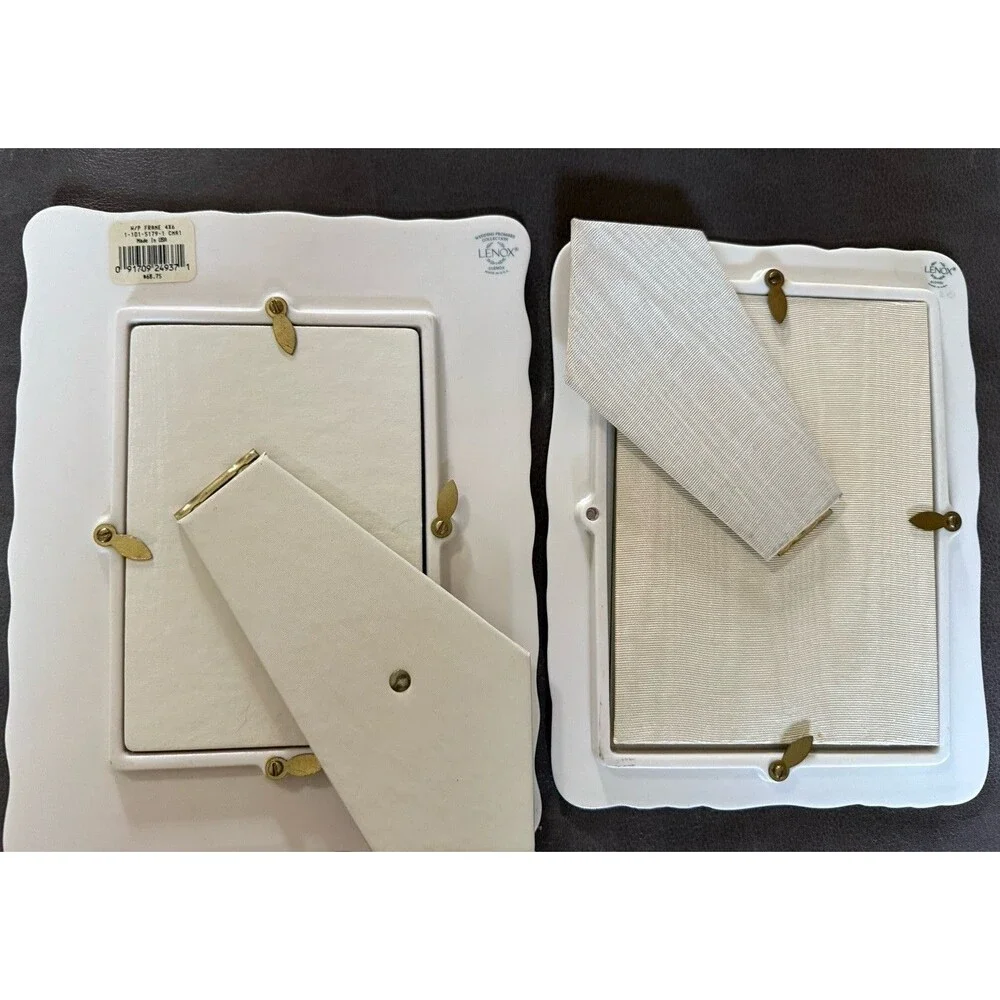 Lenox Picture Frames Scalloped Edge 5x7 And 4x6 Ivory China USA Made Vintage